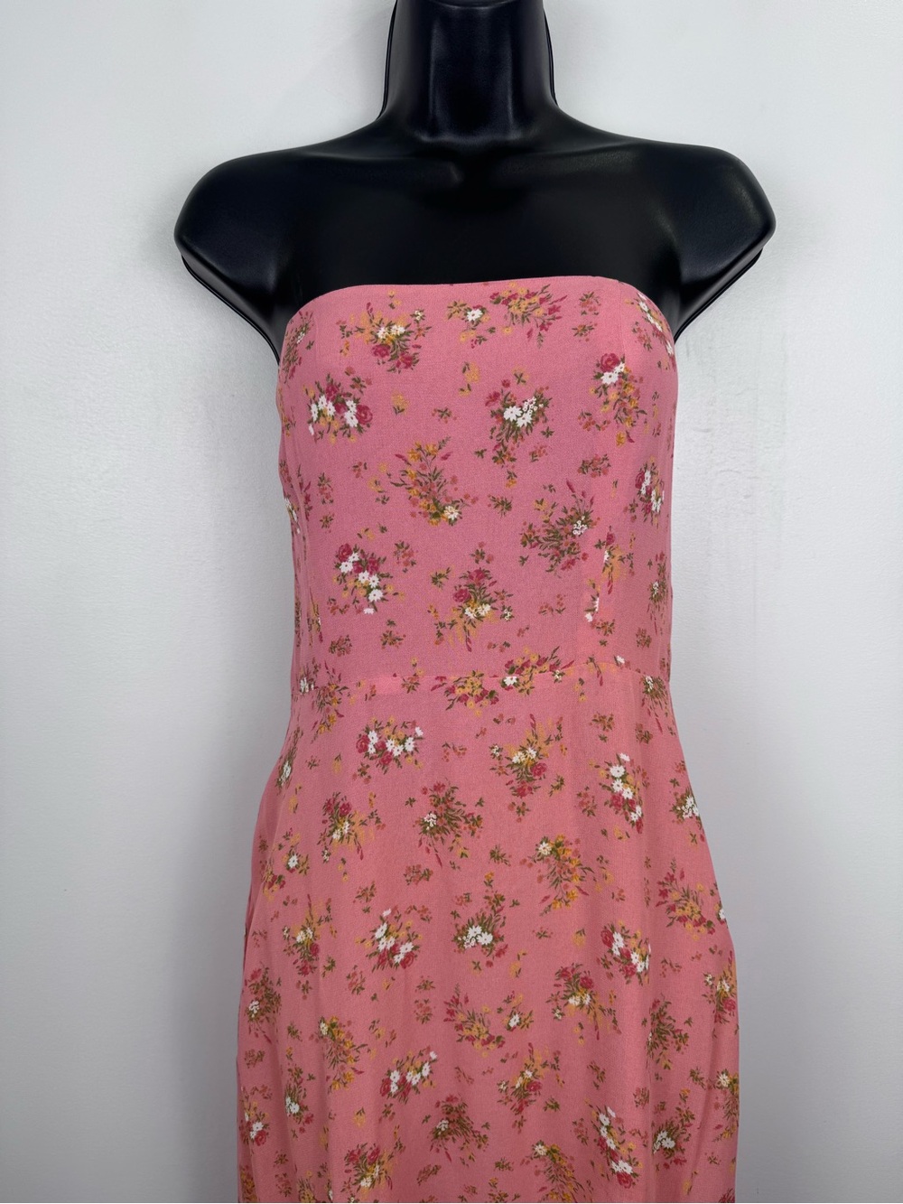 Reformation Women Pink Floral Strapless Dress Size 6 - Picture 2 of 8